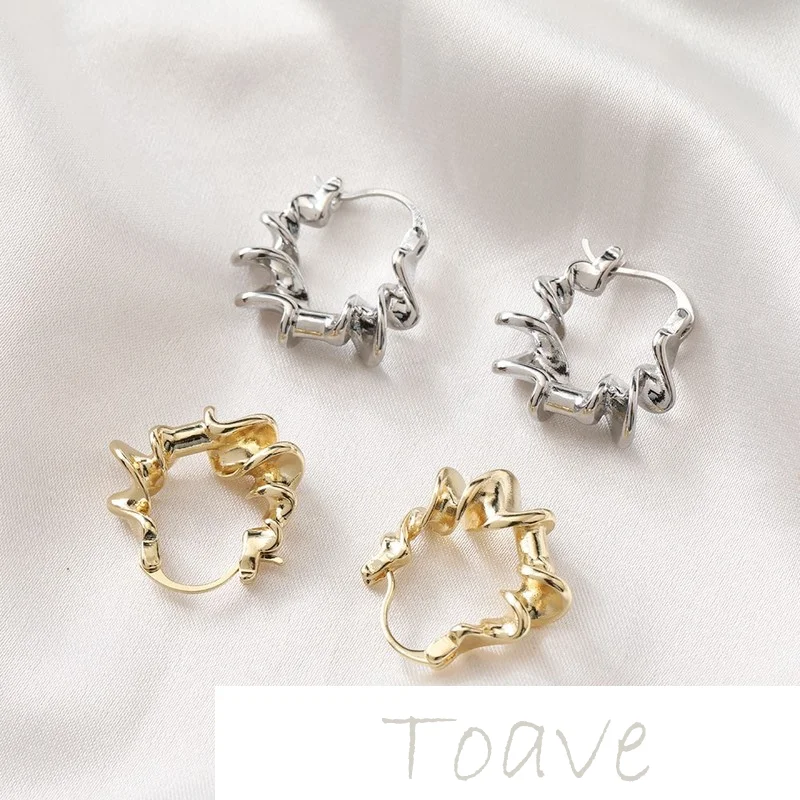 

14K gold niche design irregular twisting round retro French stud earrings diy hand-made accessories