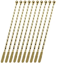 10 шт многоразовые палочки для кофе, мешалки для напитков, палочки для перемешивания напитков, коктейльные палочки из нержавеющей стали, золотистые палочки с резьбой