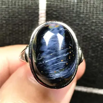 

17x13mm Natural Blue Pietersite Ring Jewelry For Woman Man Crystal Oval Beads Namibia Energy Power Stone Adjustable Ring AAAAA