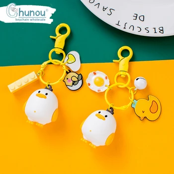 

2020 INS Cute Yellow Duck Keychain For Cars Women Kids Backpack Trinkets Kawaii Soft Silicone Keychains Key Ring Sleutelhanger