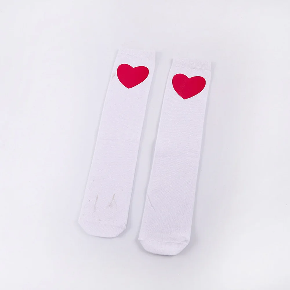 White Heart Red Детские гольфы, Черно-Белые Носки с рисунком звезды и сердца, мягкие теплые носки, SCKLH0326 - Цвет: White Heart Red