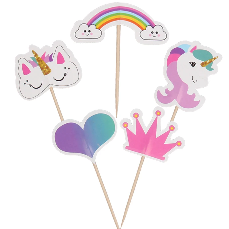 48 шт. мультфильм Единорог тема украшения для кексов торт украшения на вечеринку дня рождения украшения дети девочка ребенок душ вечерние принадлежности