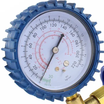 

Aircon 1/4 NPT Male Threaded 3 Way Valve Single Manifold Gauge 220psi CT-466