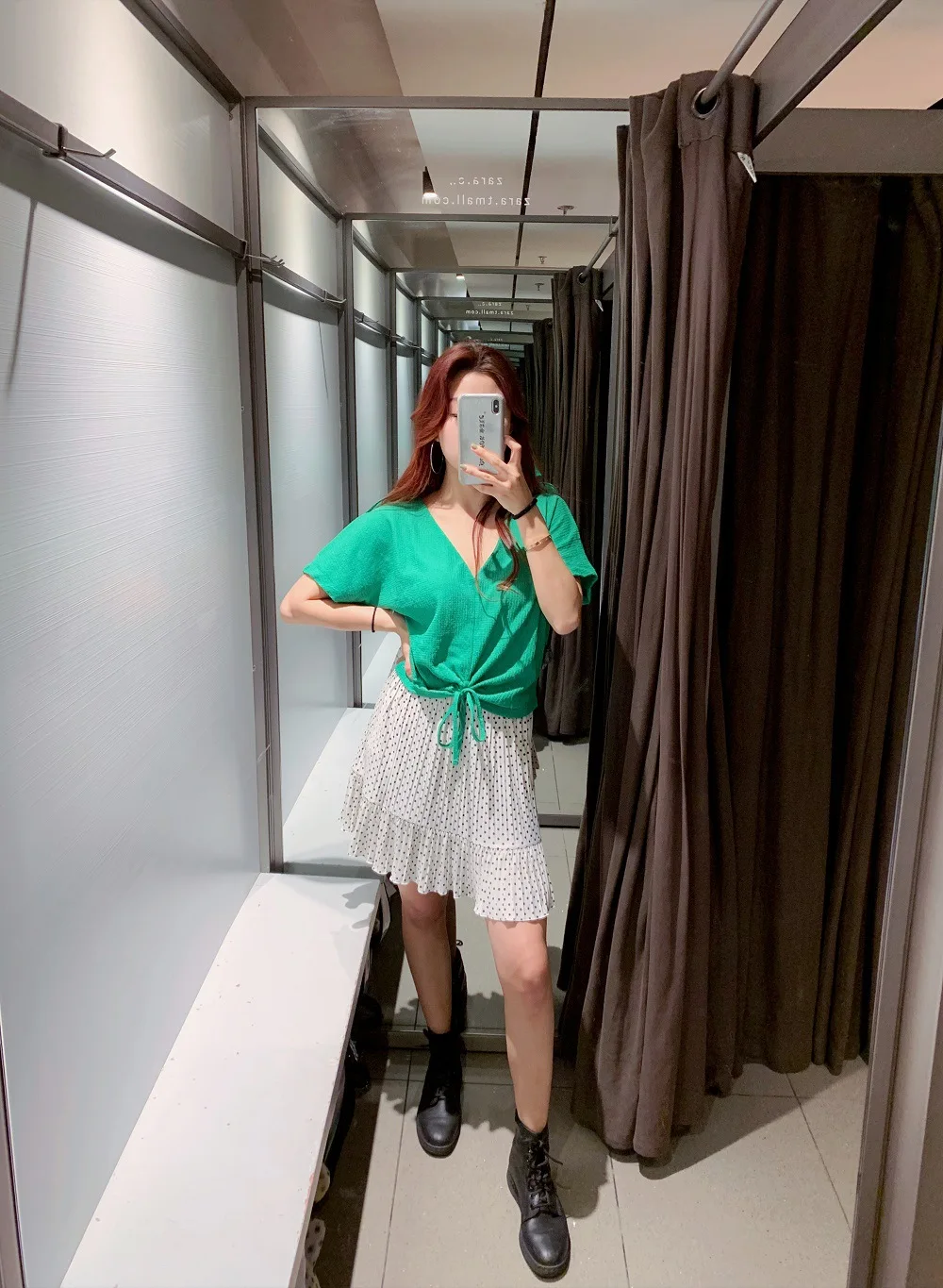 

Summer New Style Western Style Slimming Elastic Waist Small Pleated Pleated Skirt Polka Dot Printed Skirt Flounced Short Skirt W