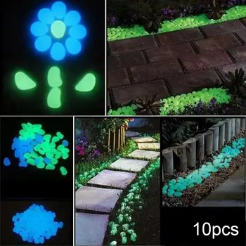 

10Pcs Luminous Stones Glow in the Dark Decorative Pebbles Aquarium Ornaments for Walkways Garden Lawn Garden Yard Decoration