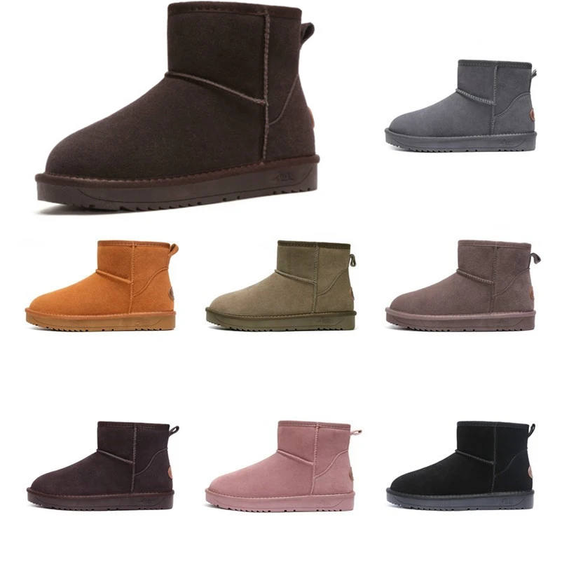 

Men Women Winter Snow Boots Australia Genuine Leather Ankle Fall Boots Warm Rubber Boots Couple Botas Mujer Large Size 35-44