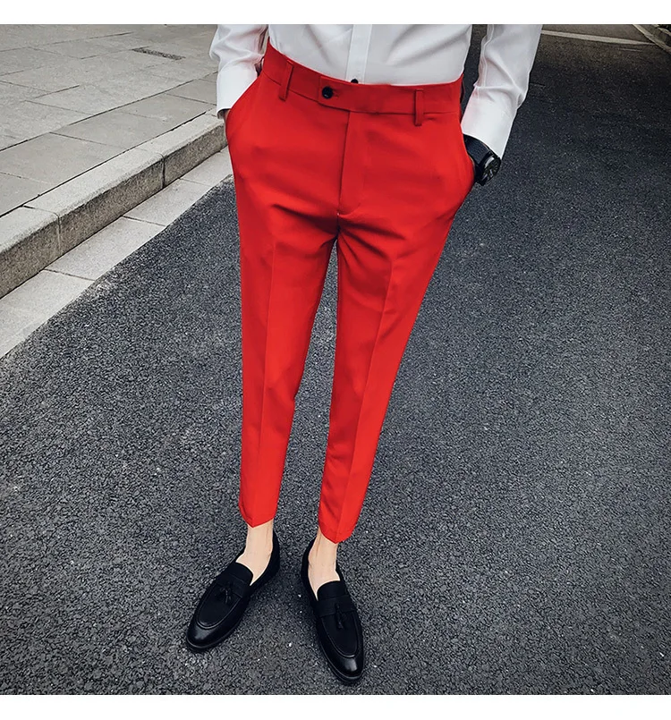 Весна британский стиль сплошной костюм брюки мужские Pantalon Hombre горячая Распродажа уличная Мужская брюки деловой строгий костюм мужские штаны