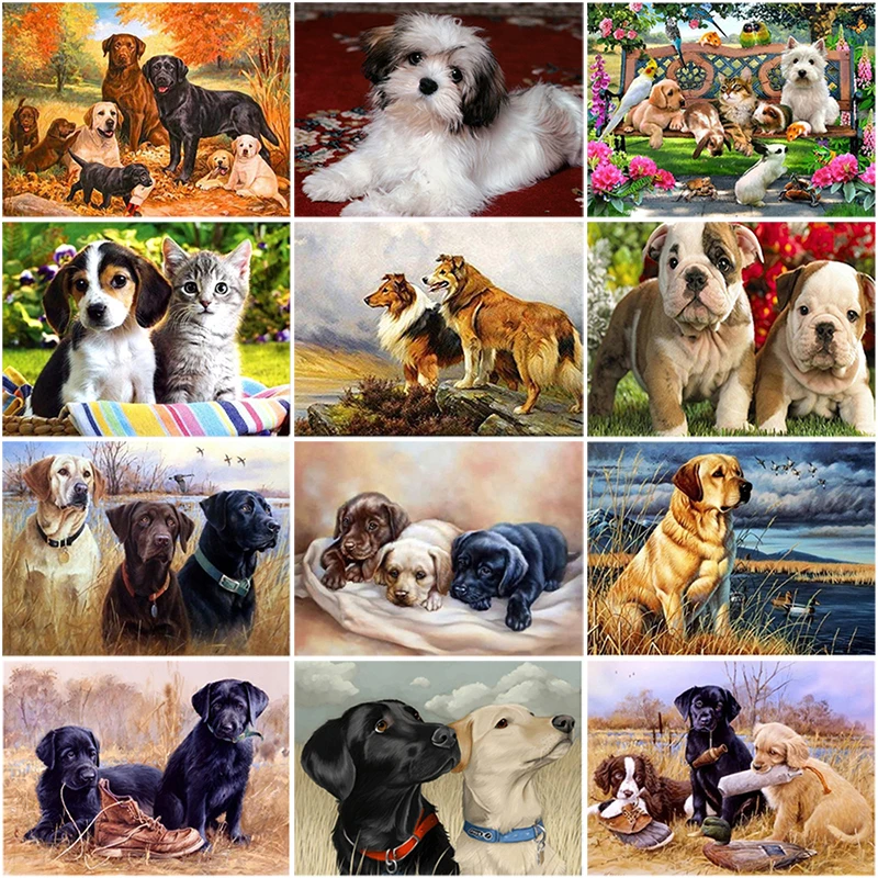 DIY 5D Diamond Painting Dog Embroidery Animal Cross Stitch Full Round Drill Mosaic Rhinestone Handmade Gift Home Decor | Дом и сад