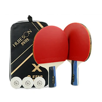 

HUISON 1 Pair Professional Pure Wood Table Tennis Bat Racket Ping Pong Paddle Suit Beginner With Practice Balls