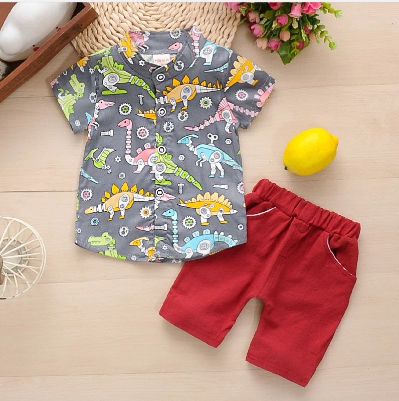 Baby boys clothes sets summer newborn cotton fashion shirts+shorts 2pcs