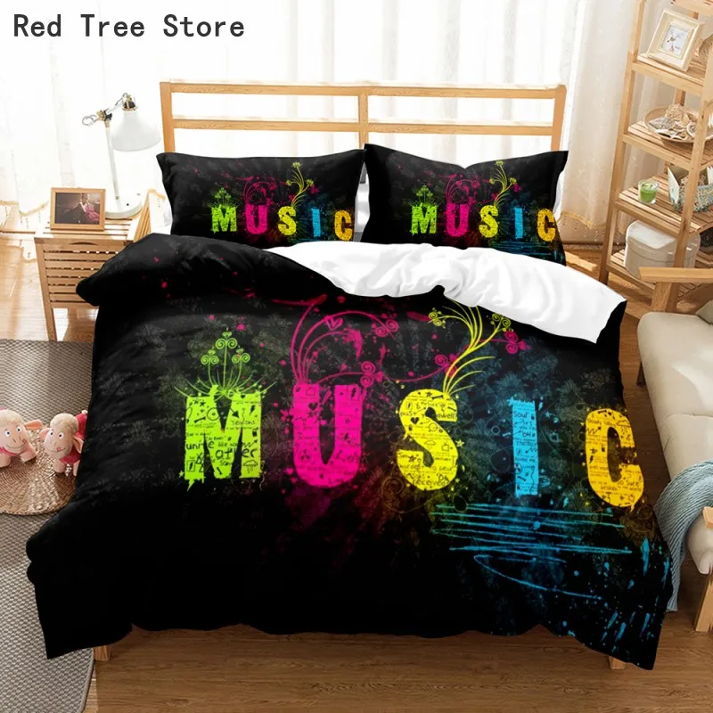 Music Element 3D Bedding Set Stave Patern Duvet Covers Pillowcase Comforter Bedspread (NO Sheet ) King Queen Size Home Textiles 