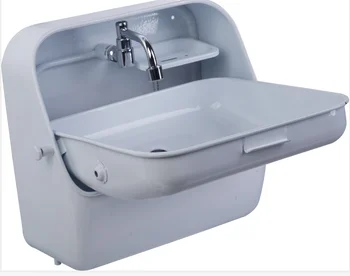 

Stainless Steel White Painted Folding Sink with Cold Water Faucet RV Caravan Boat 370*390*180/375mm