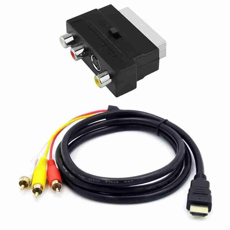 Cable HDMI 1080P s a 3 Rca adaptador Scart a 3rca, Conector de Audio para proyector/dvd/tv|Cables HDMI| - AliExpress