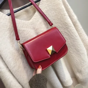 

Red Crossbody Bags for Women 2019 Mini PU Leather Shoulder Messenger Bag for Girl Bolsas Ladies Phone Purse High quality Retro