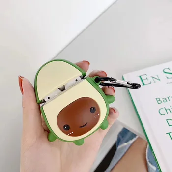 

For Apple Earphone Case Cute 3D Cartoon Avocado Earphone Box for Apple Airpods 2 Silicone Headphone Cover for Airpods 1/2 Case