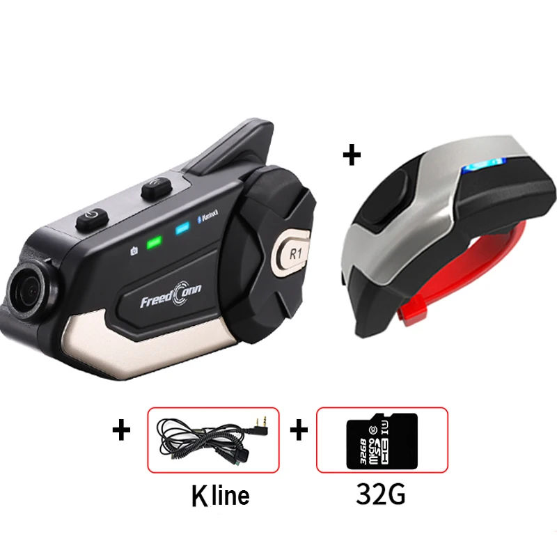 HEADSET WITH PARTS Мотоциклетный Bluetooth шлем гарнитура R1 водительский рекордер камера HD беспроводной WiFi домофон Bluetooth 4,1 домофон FREEDCONN - Цвет: HEADSET WITH PARTS