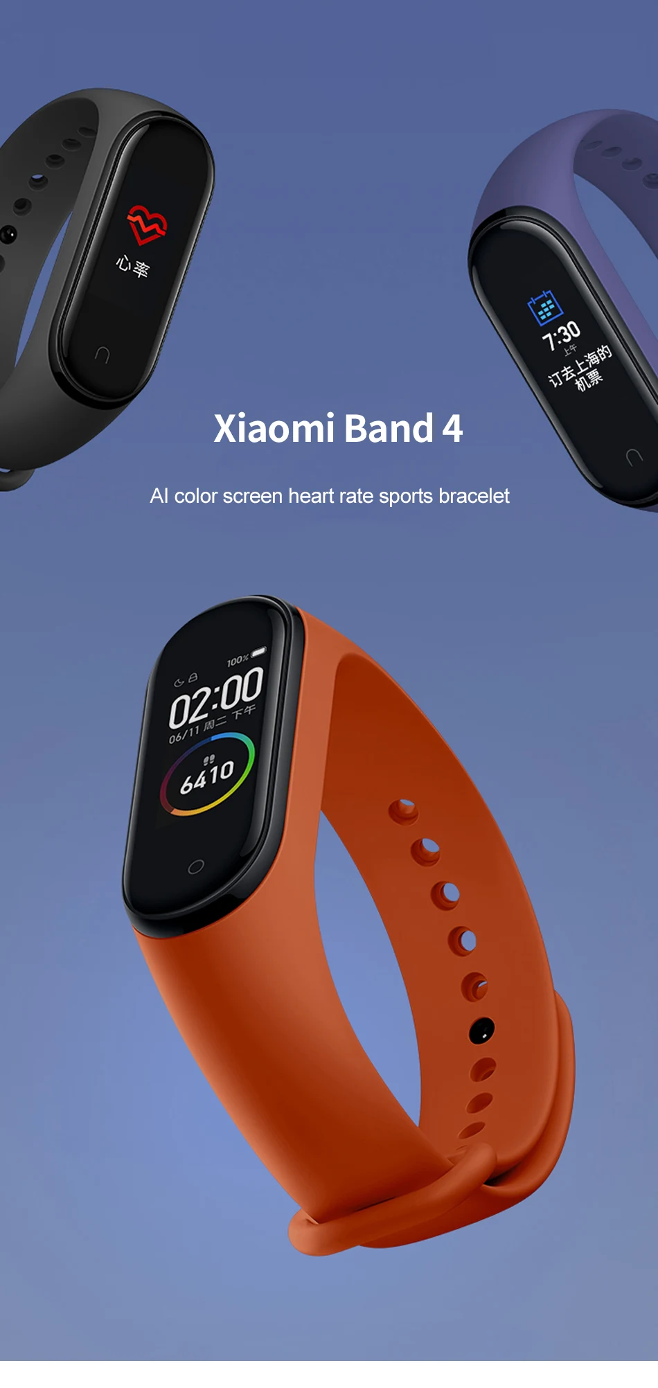 Xiaomi Mi смарт-браслет 4, фитнес-браслет с частотой сердечных сокращений 135 мА/ч, цветной экран, Bluetooth 5,0, водонепроницаемый, на мировом языке
