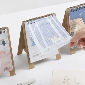 

2020 Creative Japanese Desk Calendar Greeting Cards Postcards Birthday Letter Business Gift Card Set Message Card