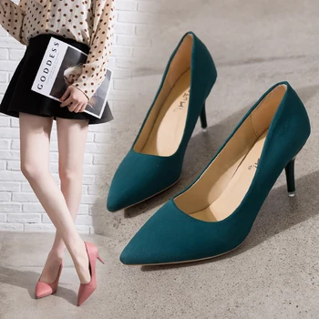

Fine With Single Shoes Black Elegant High Heels Plus Size Work Shoes Sexy Fashion Women's Shoes Career Office Shoes Pumps 43,44