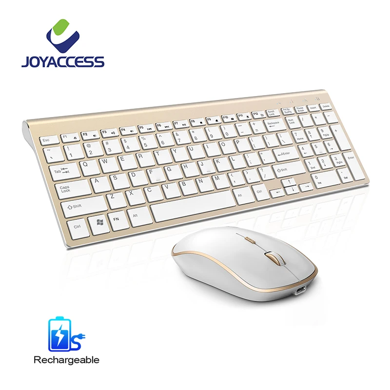 Ультра-тонкий Бизнес Беспроводная клавиатура и мышь комбо низкий уровень шума Reachargeable Беспроводная клавиатура мышь для Mac Pc Win XP/7/10