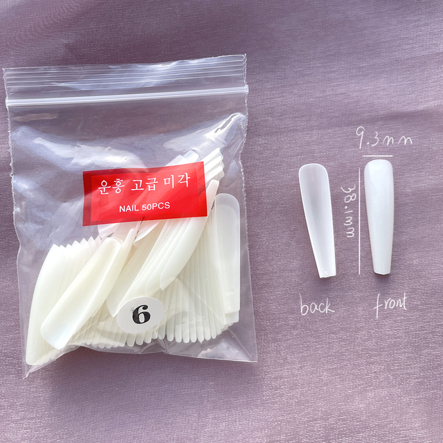 Fake Nails Extend Transparent Ballet Long False Nails Art With Glue UV Press On 50PC Full Cover Tips for Nail Ofessionals