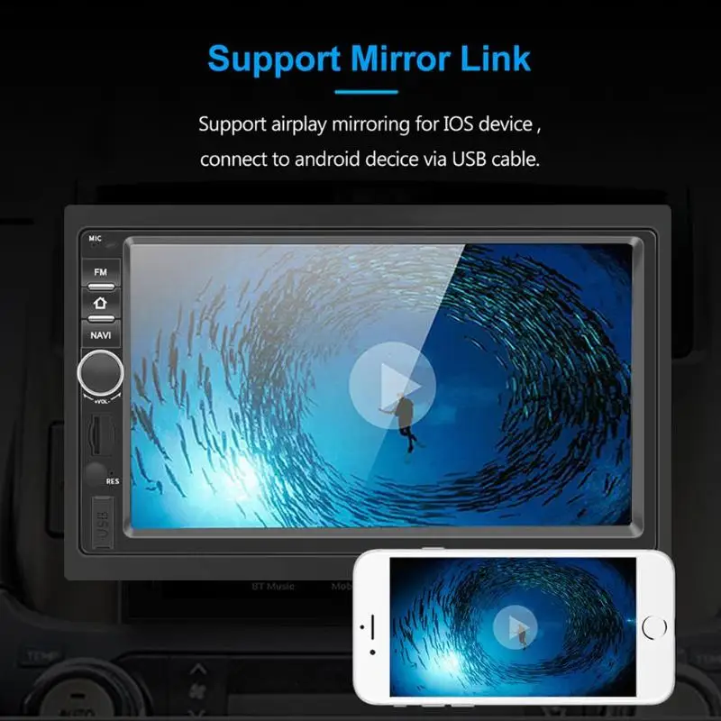 

2 Din Android 8.1 Car In-Dash Stereo AM FM RDS GPS Navi BT 4.0 WIFI MP5 Player Built-in AM / FM / R.D.S with 30 Preset Stations