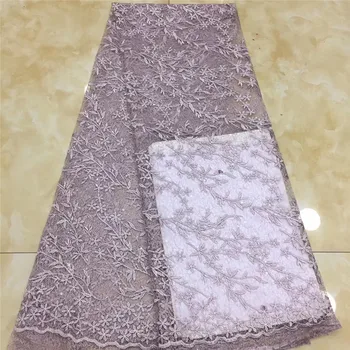 

2020 pinkHigh Quality African Lace FabricPurple French Lace Fabric Tulle Sequins Nigerian Lace Fabric For Wedding Dress