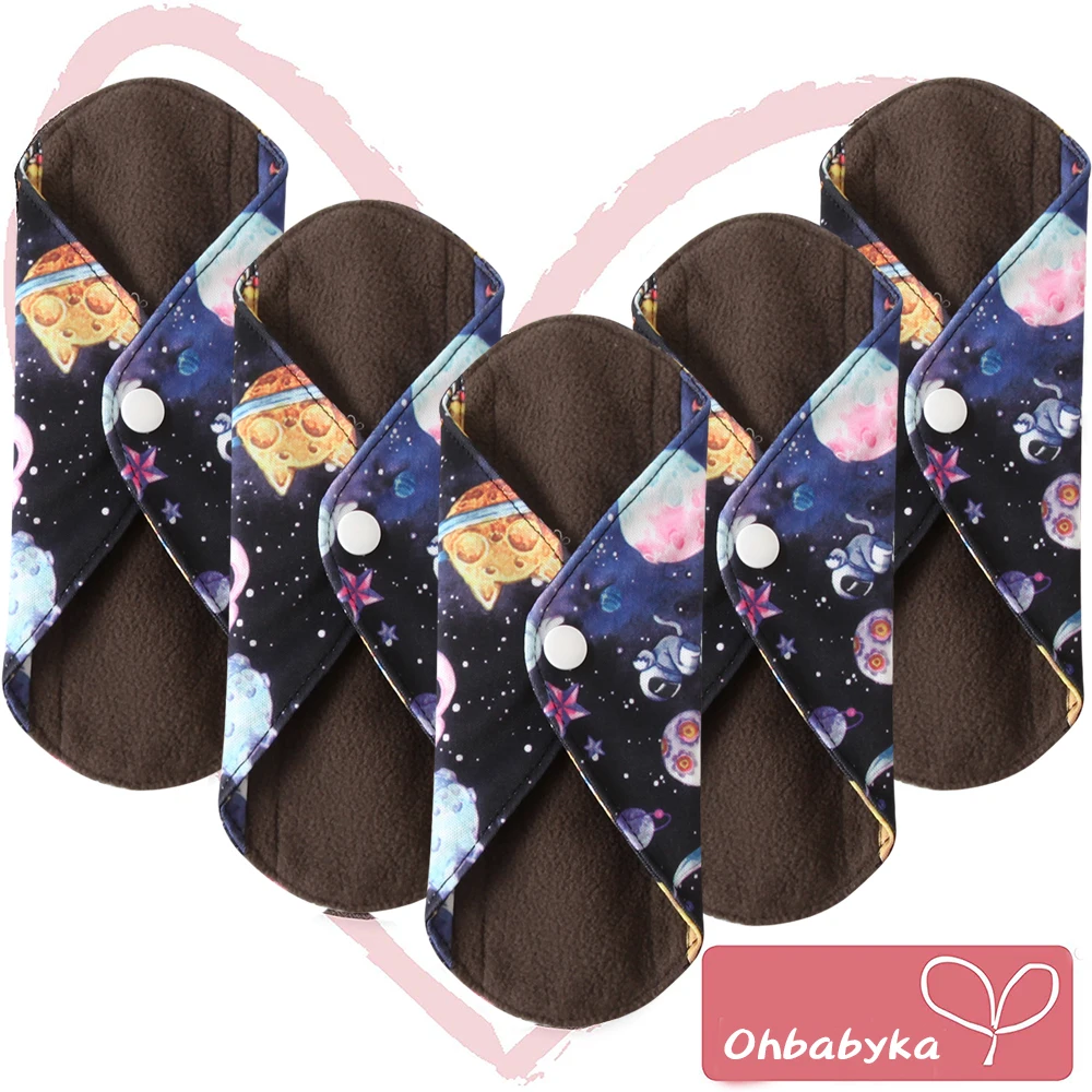 Ohbabyka многоразовые гигиенические салфетки гигиенические прокладки с премиум бамбука и древесного угля впитывающие матери подарок на день 5 шт - Цвет: 13