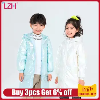 

LZH 2020 Autumn Colorful Hooded Lengthened Mid-Length Winter Jacket For Children Fashion Loose Jacket For Girl Warm New Boy Coat