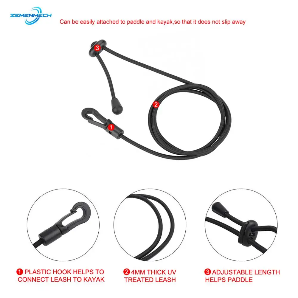 1.2m Canoe Kayak Surfing Boat Paddle Leash Clip Safety Fishing Rod Tether Holder Lanyard Bungee Shock Cord Hook Tie Down Rope