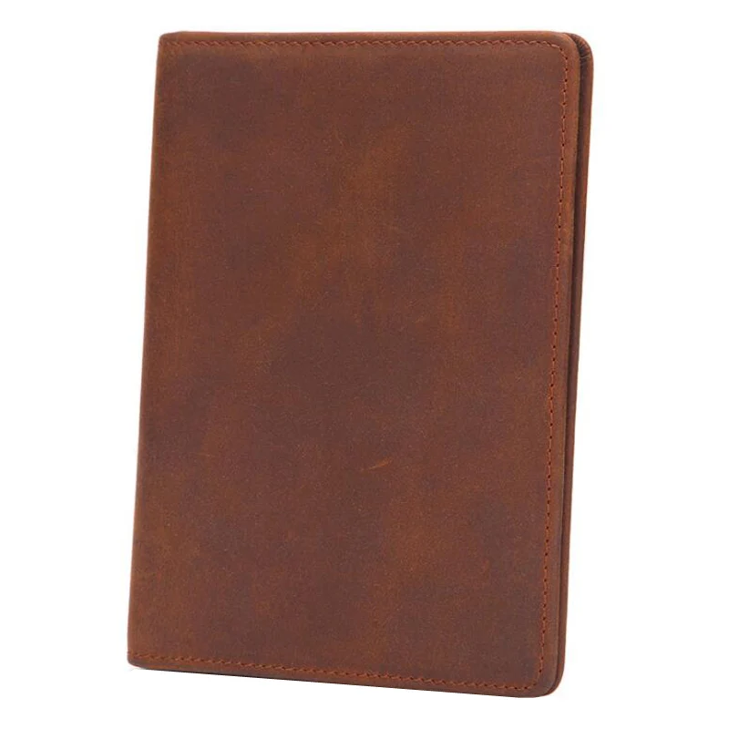 

Western Cow Leather Two Folder Passport Men Wallet Vintage Genuine Leather Short Men Purse