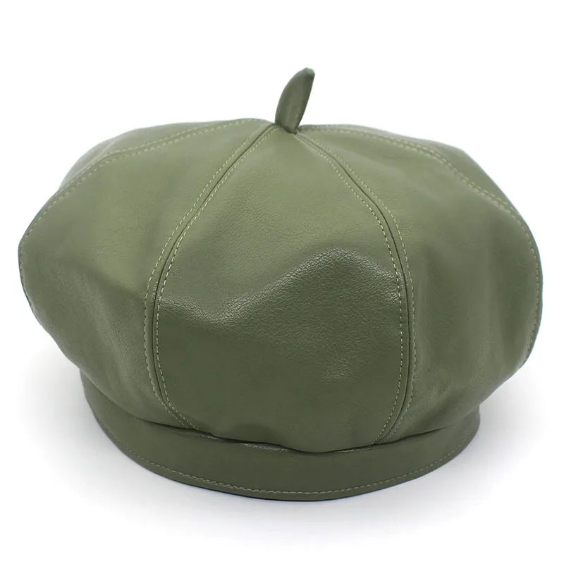 Ditpossible Винтаж pu берет женские шапки Твердые gorras touca береты