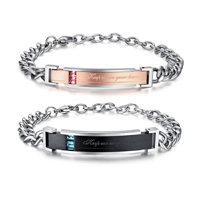 Модные браслеты из нержавеющей стали с цирконием для женщин и мужчин, браслеты ювелирные изделия, подарки, браслеты с подвесками