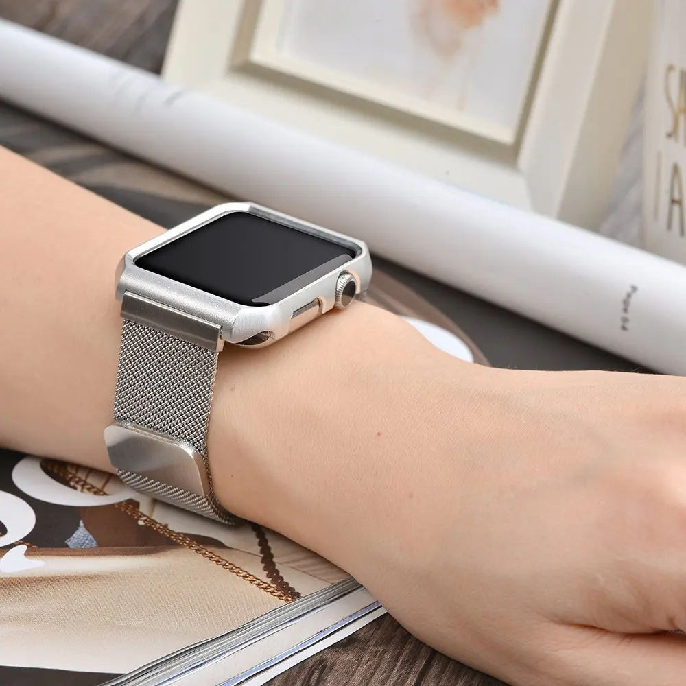 Mlianese Loop ремешок+ металлический чехол для Apple Watch 3 2 1 ремешок 42 мм 38 мм крышка Iwatch 5 4 ремешок 44 мм 40 мм браслет аксессуары для часов