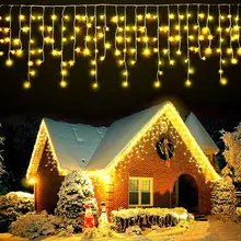 2022 New Year Holiday Light Icicle Curtain Lights LED String Light Christmas Wedding Decoration Garland Garden Decor Fairy Light