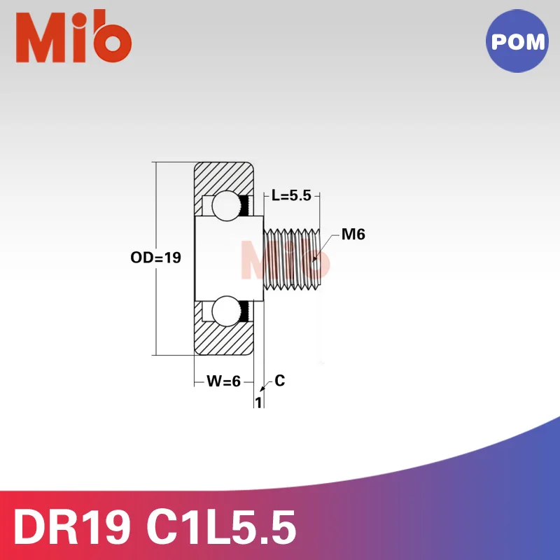 10 шт./партия, шарикоподшипник micro minisize с покрытием M6, винтовые Аппаратные фитинги, направляющие колеса M6X19X6 DR-19-B1-5.5