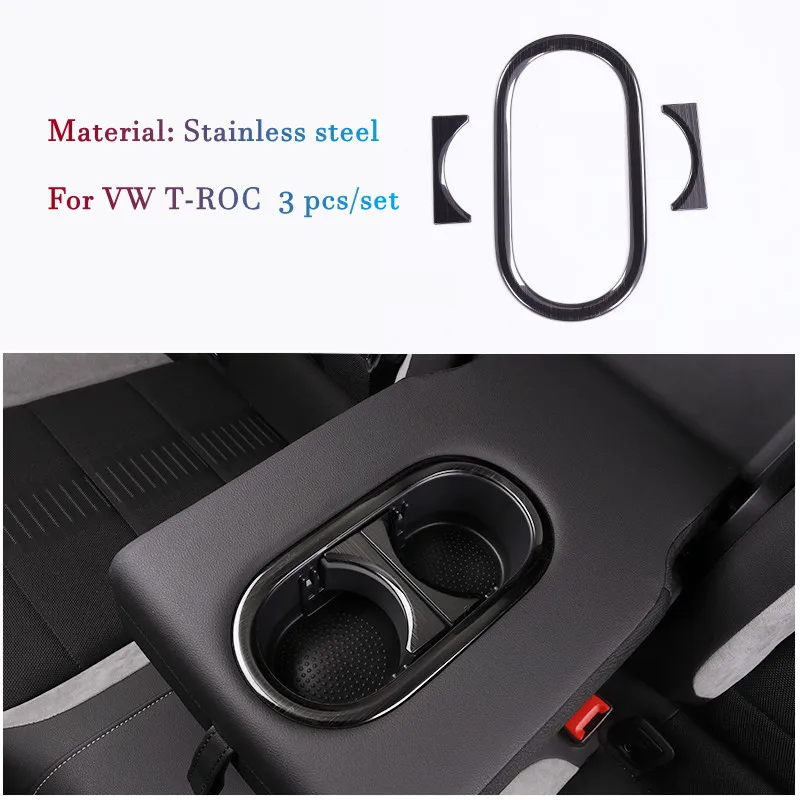 Per Volkswagen T-Roc Vw T Roc 2018 2019 2020 Acciaio Inossidabile Car Rear Rear Row Water Holder Cup Frame Cover Trim Accessori
