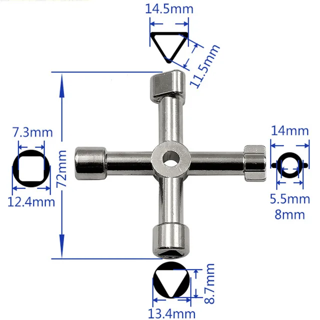 Крест Треугольник ключ для поезда Электрический шкафчик лифта клапан сплав треугольник/квадрат