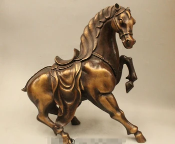 

15" China Chinese Folk Bronze Zodiac Year Running Horse Success Statue Sculpture unicornio garden decoration
