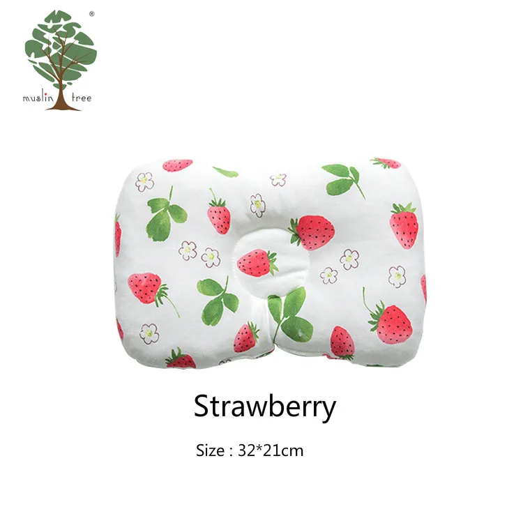 strawberry 32x21cm Муслинтри детская подушка защита малыша Муслин Хлопок плоская подушка для головы постельные принадлежности набор - Цвет: strawberry 32x21cm