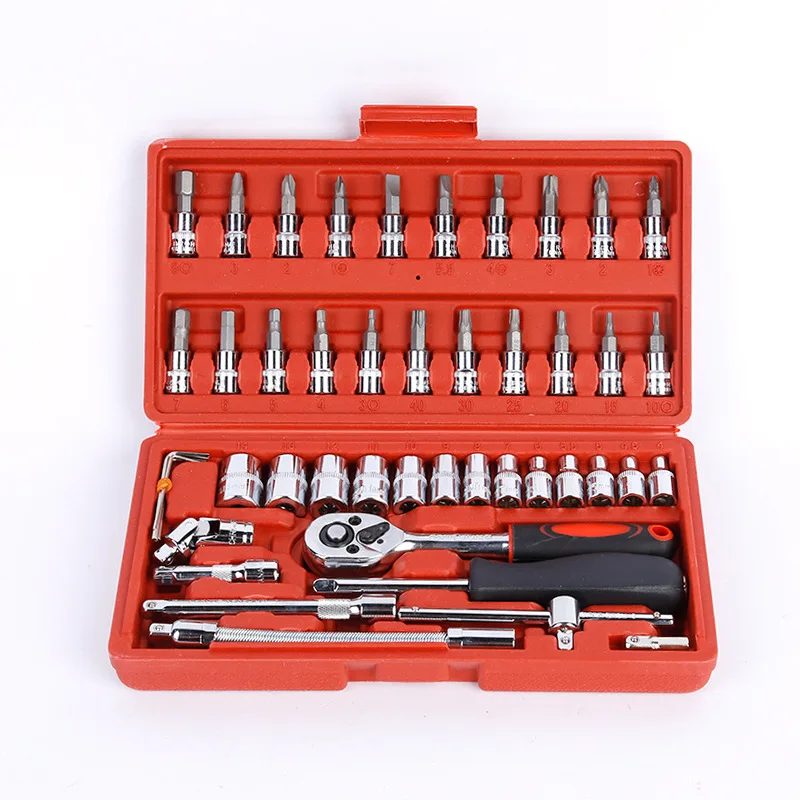 

46Pcs Socket Wrench Tools Key Hand Tool Set Spanner Wrench Socket Hand Tools Wrenches Garage Tools Car Wrenchs Universal Ratchet