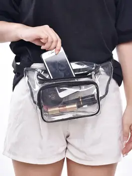 

Transparent Pockets Cosmetic Bag Waist Bag Shoulder Bag PVC Waterproof Sports Bag With Adjustable Strap For NFL NCAA MLB PGA 4