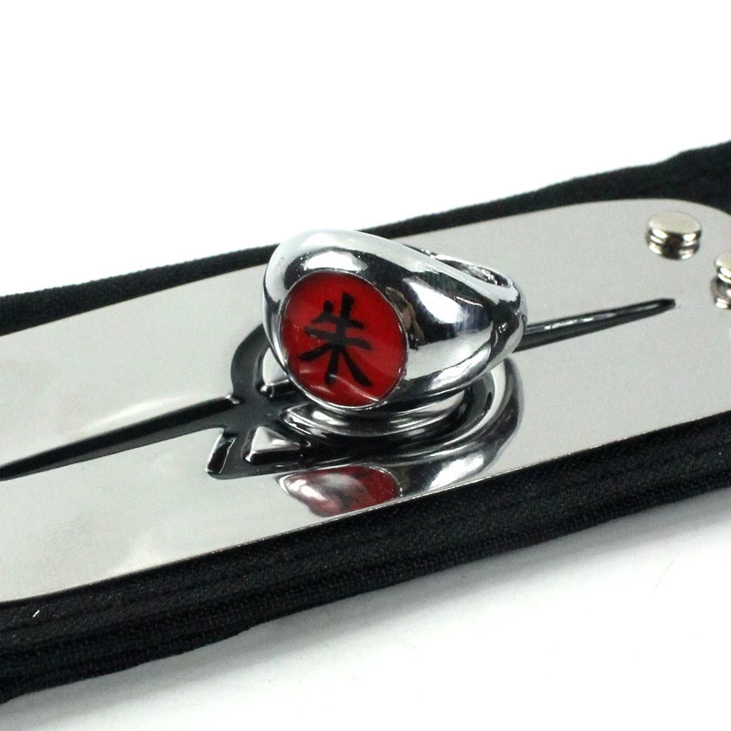 Аниме Наруто Акацуки повязка на голову + кольцо косплей аксессуары Uchiha Itachi черная