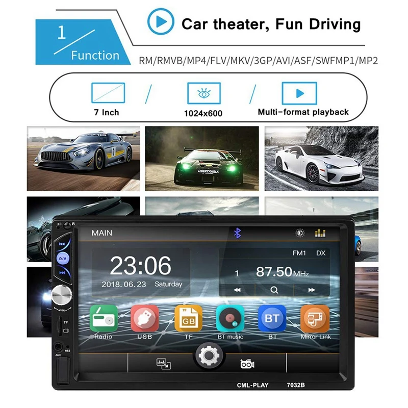 Автомобильный Радио пресс-экран 7 HD дюймов пресс-экран 2 Din In-Dash MP5 плеер аудио видео усилитель с зеркалом ссылка FM Радио Пульт ДУ Co