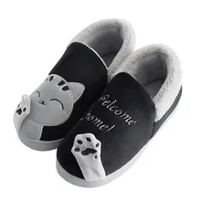 Женские зимние тапочки домашние тапочки унисекс мягкие тапочки без застежек с рисунком кошки-Лаки теплая обувь с пушистым мехом Buty Damskie