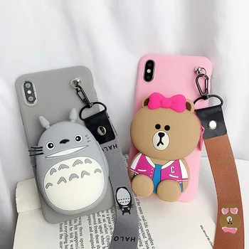 

Totoro cute Coin Purse For Huawei P9 P10 P20 Lite Plus Nova 3e 2 2s 3 3i Y9 2018 2019 4 Honor 10 7A Play 7c P30 phone Case Cover