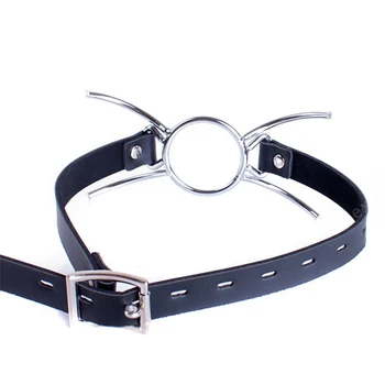 Oral Fixation PU Leather Bondage Restraint Mouth Gag Spider X Style Flirting O ring Open Mouth Gag Adult Games Sex Toys XN0083 2