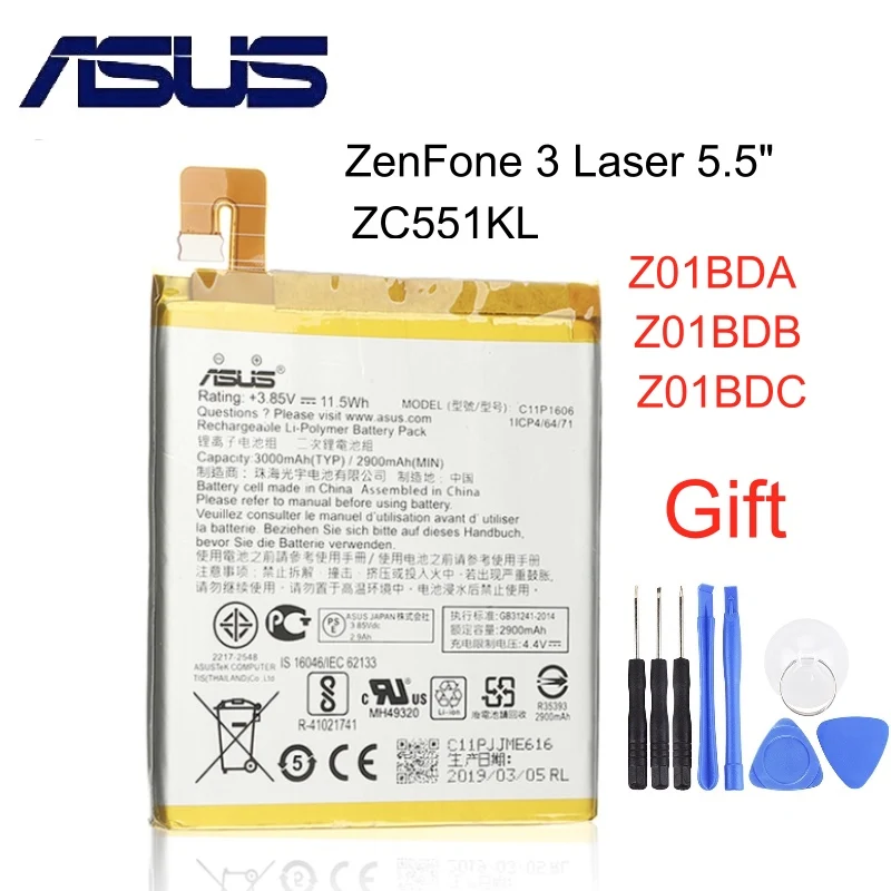 100% новый аккумулятор C11P1606 для ASUS Zenfone 3 Laser ZC551KL 5 дюйма Z01BDB Z01BDA Z01BD Z01BDC 2900/3000 мАч