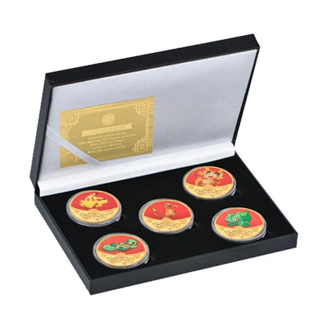 Pokemon Gold Coins Anime Pikachu Charizard Mewtwo Pocket Monsters Plated Collectibles Pokemon Card Holder Commemorative Gift Toy 6