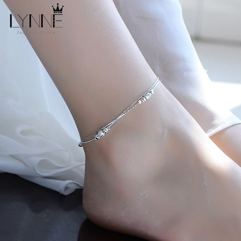 여성용 핫 더블 레이어 볼 펜던트 발찌, , 프로스트 비즈, 발찌 팔찌, 여성용 풋 체인, 쥬얼리 선물
